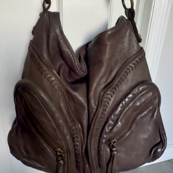 CZ FALCONER Italian Leather Black Hobo Bag Purse - Picture 3 of 9